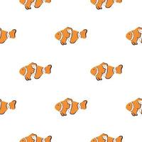 geïsoleerde naadloze patroon met oranje gekleurde clown vis sieraad. witte achtergrond. doodle achtergrond. vector