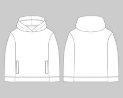 technische schets voor heren hoodie. mockup sjabloon hoody. vector