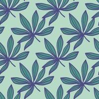 marihuana doodle naadloze patroon. hand getekende drug ornament en achtergrond in groene en blauwe tinten. vector