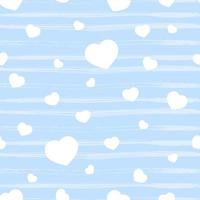 naadloos patroon met blauw hart, textuurstrepen op wit. Valentijnsdag achtergrond. liefdesconcept. voor behang, geschenkdoos, scrapbooking, kleding stof textiel vector achtergrond.