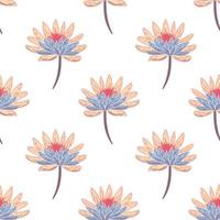 geïsoleerde naadloze doodle patroon met roze en blauw gekleurde chrysant bloemvormen. vector