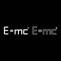 e mc kwadraat energie formule fysieke wet teken e gelijk mc 2 onderwijs concept relativiteitstheorie pictogram overzicht set witte kleur vector illustratie vlakke stijl afbeelding