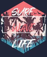 surf wave life zomer t-shirt ontwerp vector