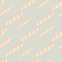doodle pastel palet naadloze patroon met licht roze brood silhouetten. grijze lichte achtergrond. Frans ontbijt afdrukken. vector