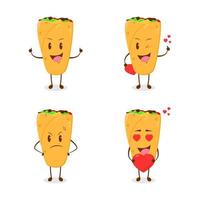 illustratie van een burrito met vier verschillende poses vector