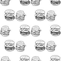 naadloze patroon vectorillustratie een hamburgers schets op witte achtergrond vector