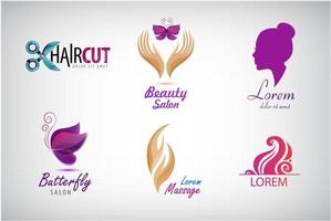 vector set schoonheidssalon logo's, massagem spa pictogrammen. labels en badges voor gezond leven en welzijn. vectorillustraties voor grafisch en webdesign, voor cosmetica, natuurlijk