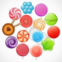 vectorillustratie, snoep iconen set, lolly's, snoep vector