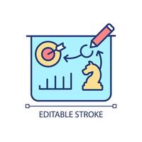 strategische besluitvorming RGB-kleurenpictogram. opstart beheer. bedrijfsstrategie. doelen behalen. geïsoleerde vectorillustratie. eenvoudige gevulde lijntekening. bewerkbare streek. arial lettertype gebruikt vector