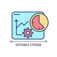 productiviteit verhogen met tijdtracker GB-kleurenpictogram. efficiëntie verhogen. verbeterde bedrijfsprocessen. geïsoleerde vectorillustratie. eenvoudige gevulde lijntekening. bewerkbare streek. arial lettertype gebruikt vector