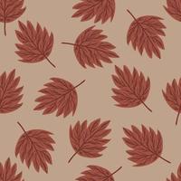 naadloos patroon met willekeurig donkeroranje herfstbladerenornament. gebladerte achtergrond met pastel achtergrond. vector