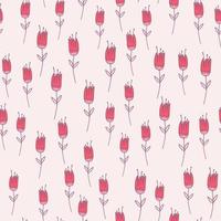 geïsoleerde roze omtrek tulp bloemen naadloze patroon. bloemen ornament met paarse contour op witte achtergrond. vector