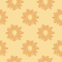 zonnig naadloos patroon met bloemen in oranje en gele kleuren. eenvoudige naïeve achtergrond. vector