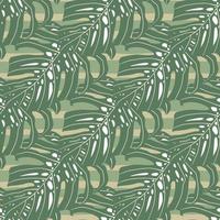 groen monstera abstract gebladerte naadloos patroon. doodle verlaat ornament op gestreepte achtergrond. vector
