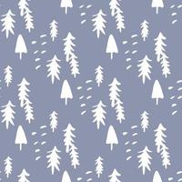naadloos winterpatroon met witte dennen en sparren. lichtblauwe achtergrond. vector