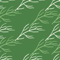 abstract willekeurig naadloos patroon met wit gekleurde botanische takken vormen. groene pastelachtergrond. vector