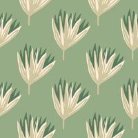 pastel gestileerd bloemen naadloos patroon met tulpenknoppen. bloemen in beige tinten op zachtgroene achtergrond. vector