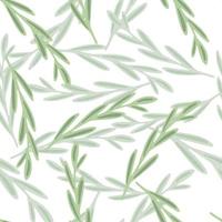geïsoleerde natuurlijke naadloze patroon met blad takken vormen in groene kleuren. eenvoudige botanische doodle achtergrond. vector