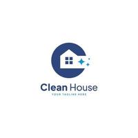 minimalistische letter c, schoonmaak huis logo ontwerpconcept, schoonmaak huis logo sjabloon vector. schoonmaakbedrijf aan huis. vector