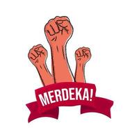 hand getekende illustratie van Indonesische onafhankelijkheidsdag, gebalde vuist illustratie, symbool van de geest van vrijheid, vector illustratie eps.10