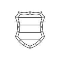 schild zwart-wit pictogram in kaderstijl op een witte achtergrond geschikt voor logo, militair, veiligheidspictogram. geïsoleerd vector