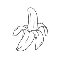 banaan half geschild overzicht pictogram op witte achtergrond vector