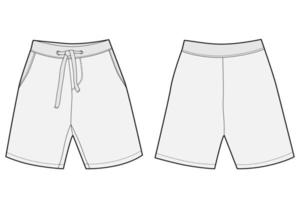 technische schets sport shorts broek ontwerp. jongenskleding sjabloon. informele stijl. CAD-model. vector