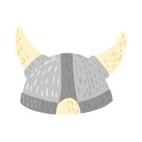 helm met hoorns geïsoleerd op een witte achtergrond. cartoon schattig wapen van viking in doodle stijl. vector