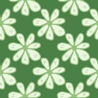 schattig kamille bloemen naadloze patroon op groene achtergrond. abstract madeliefjes bloemen eindeloos behang. vector