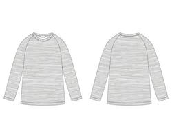 technische schets van gemêleerde stof raglan sweatshirt. ontwerpsjabloon voor kinderkleding. vector