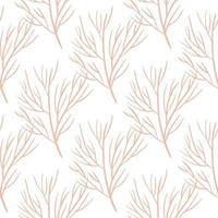 geïsoleerde naadloze patroon met roze gekleurde doodle boomtakken print in minimalistische stijl. witte achtergrond. vector