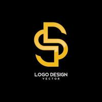 dubbele s letter gouden monogram logo ontwerp vector