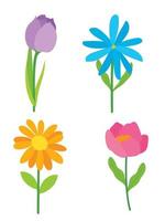 4 bloemen instellen vector clipart ontwerp