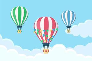 hete luchtballon die in de lucht vliegt vector