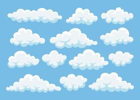 cartoon wolken in blauwe lucht. cloudscape geïsoleerd op de achtergrond. de hemel. vector plat ontwerp