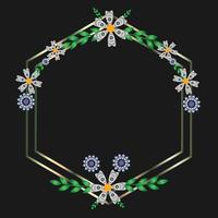 bloemen zeshoek frame vector
