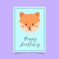 Flat Cute Fox Happy Birthday dierlijke vectorillustratie vector