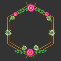bloemen zeshoek frame vector