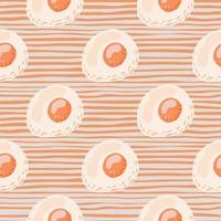 pastel palet koken naadloos patroon met eieren. omelet ornament met gestripte achtergrond. eiwitontbijt artwork in oranje tinten. vector