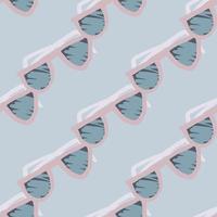 diagonale zonnebril silhouetten naadloze patroon. blauwe zachte achtergrond. zomer hipster stijl. vector