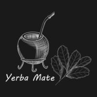 kalebas en bombilla voor yerba mate drankje geïsoleerd op een witte achtergrond. vector