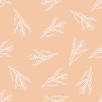 willekeurig naadloos patroon met elementen van witte rozemarijntakken. roze pastelachtergrond. vector