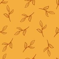 natuur organische naadloze klomp met eenvoudige willekeurige omtrek blad takken vormen. oranje achtergrond. vector