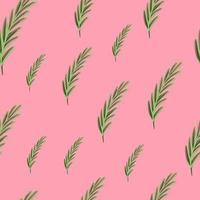 willekeurige groene rozemarijn sieraad naadloze abstracte patroon. roze heldere achtergrond. bloemen elementen. vector