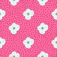 decoratief eenvoudig bloemen naadloos patroon in kinderstijl. roze heldere gestippelde achtergrond. abstracte stijl. vector