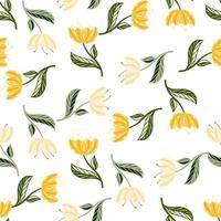 zomer natuur naadloze patroon met gele papaver bloemen elementen. witte achtergrond. geïsoleerde bloemenprint. vector