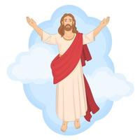 de hemelvaart van jezus christus tussen wolken vector
