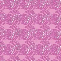 roze gekleurd helder naadloos patroon met monstera-ornament. tropische abstracte print. vector