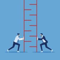 teamwork concept zakenmensen symbool van samenwerken, samenwerking, partnerschap metafoor, twee zakenlieden die een deel van de ladder verbinden om op te tillen vector