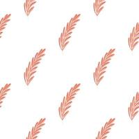 geïsoleerde naadloze patroon met roze veren silhouetten. witte achtergrond. minimalistische sieraad. vector